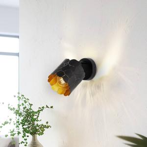 Nástenné svietidlo Lindby Aralena, čierna/zlatá, 1 svetlo, Ø 12 cm