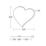 HerzBlut LED nástenné svetlo srdce maxi, 60,5 cm, drevo, zástrčka