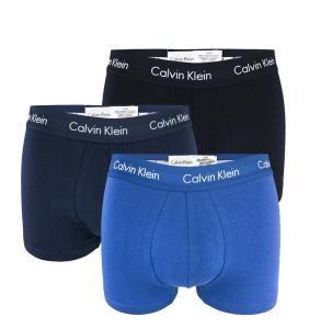 CALVIN KLEIN - 3PACK Cotton stretch modré boxerky