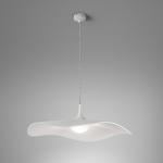 Bover LED závesná lampa Mediterránia, biela, Ø 52 cm, látka