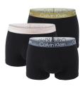 Calvin Klein - boxerky 3PACK modern structure eco firiendy black with gray & olive leaves waist - limitovaná edícia