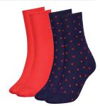 TOMMY HILFIGER - 2PACK red & navy dots ponožky