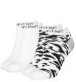 CALVIN KLEIN - 2PACK white leopard členkové ponožky