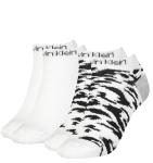 CALVIN KLEIN - 2PACK white leopard členkové ponožky