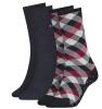TOMMY HILFIGER - 2PACK check navy&red dámske ponožky