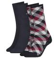 TOMMY HILFIGER - 2PACK check navy&red dámske ponožky