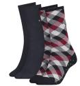 TOMMY HILFIGER - 2PACK check navy&red dámske ponožky