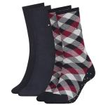 TOMMY HILFIGER - 2PACK check navy&red dámske ponožky