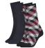 TOMMY HILFIGER - 2PACK check navy&red dámske ponožky