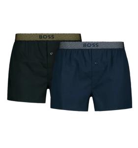 BOSS - trenky 2PACK pure cotton blue & black with modern metallic waist v darčekovej krabičke - (HUGO BOSS)