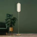 Stojacia lampa Capsule LED, mosadzná farba, železo, akryl