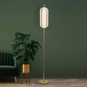 Stojacia lampa Capsule LED, mosadzná farba, železo, akryl