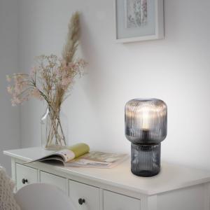 Stolová lampa Paul Neuhaus Mashi, dymovo sivá, sklo, 27 cm, E27