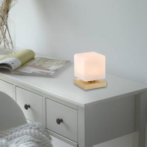 Stolná LED lampa Paul Neuhaus Dadoa, mosadz, sklo, stmievateľná