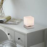 Paul Neuhaus LED stolová lampa Dadoa, oceľ, sklo, stmievateľná