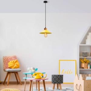 Závesné svietidlo GMN-00004 jedno svetlo detail dreva žltá