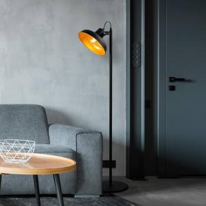 Stojacia lampa Lik 4036, naklápacie tienidlo, čierna/zlatá