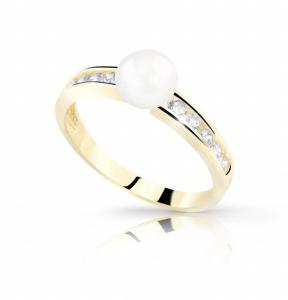 Cutie Diamonds Zlatý prsteň s diamantmi a pravou perlou DZ8035-10-C4-X-1 60 mm