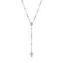 Agato Strieborný náhrdelník s guličkami a krížikom AGT-N011C (retiazka, prívesok)