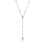 Agato Strieborný náhrdelník s guličkami a krížikom AGT-N011C (retiazka, prívesok)