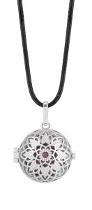 MUMMY BELL Slušivý náhrdelník s fialovou tehotenskou rolničkou Kvet KV2F18