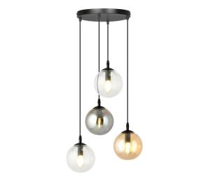 EMIBIG Luster na lanku COSMO 4xE14/10W/230V pr. 40 cm čierna/šedá/béžová/číra