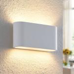 Nástenné svietidlo Lindby Mavora, 25 cm, biela, omietka, zaoblené