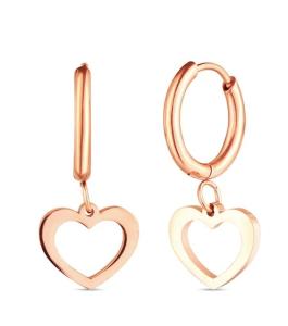 Vuch Srdiečkové kruhové náušnice z pozlátenej ocele Glimmer Rose Gold