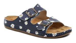 Medi Line S182-002 modrý kvet dámske zdravotné šľapky EUR 37