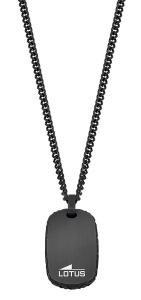 Lotus Style Čierny oceľový náhrdelník Men in Black LS2257-1/1