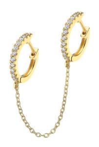 Lotus Silver Pozlátená single náušnice so zirkónmi Earparty LP3332-9/2