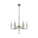 Luster Adone, 6 svetiel, mosadz, Ø 70 cm, krištáľové sklo