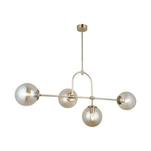 Závesné svietidlo Portemo, mosadz, dĺžka 109 cm, 4 svetlá, sklo