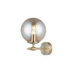 Nástenné svietidlo Portemo, mosadzná farba, výška 27 cm, sklo, železo