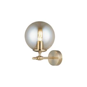 Nástenné svietidlo Portemo, mosadzná farba, výška 27 cm, sklo, železo