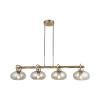 Závesné svietidlo Rolan, mosadzná farba, dĺžka 94 cm, 4 svetlá, sklo