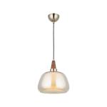 Závesné svetlo Ermo, mosadzná farba, Ø 25 cm, sklo, železo
