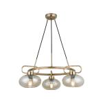 Závesné svietidlo Rolan, mosadzná farba, Ø 56 cm, 3 svetlá, sklo