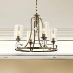 Luster Jadina, zlatý antický, 4 svetlá, Ø 50 cm kov/sklo