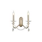 Nástenné svietidlo Adone, 2 svetlá, mosadz, výška 30 cm, krištáľové sklo