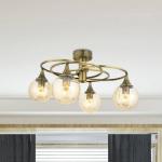 Stropné svietidlo Binah jantár/starožitné zlato 4 svetlá Ø 60 cm sklo/kov