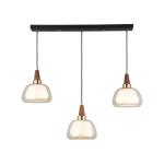 Závesné svietidlo Ermo, lineárne, 3 svetlá, mosadz, dĺžka 81 cm, sklo