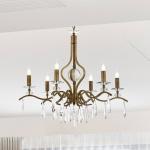 Luster Elizabeth Ø80cm kov/kryštál 6flg. starožitné zlato