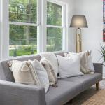 Stojacia lampa Lazar, sivá/zlatá antická, výška 164 cm, textil/kov