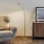 LED stojacia lampa Carl, niklová farba, nastaviteľná, stmievateľná