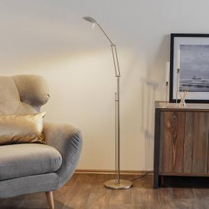 LED stojacia lampa Carl, niklová farba, nastaviteľná, stmievateľná