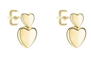 Tamaris Pozlátené visiace náušnice Srdiečka Bold Hearts TJ-0628-E-14
