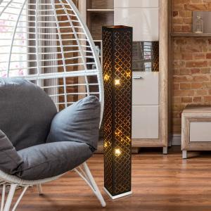 Stojacia lampa Clarke, čierna/zlatý list, výška 118 cm, látka