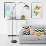 Stojacia lampa Newcastle, výška 196 cm, čierna matná/dymovo sivá