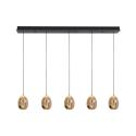 Závesné svietidlo Golden Egg, jantárovo-zlatá farba, dĺžka 107 cm, 5-svetelné